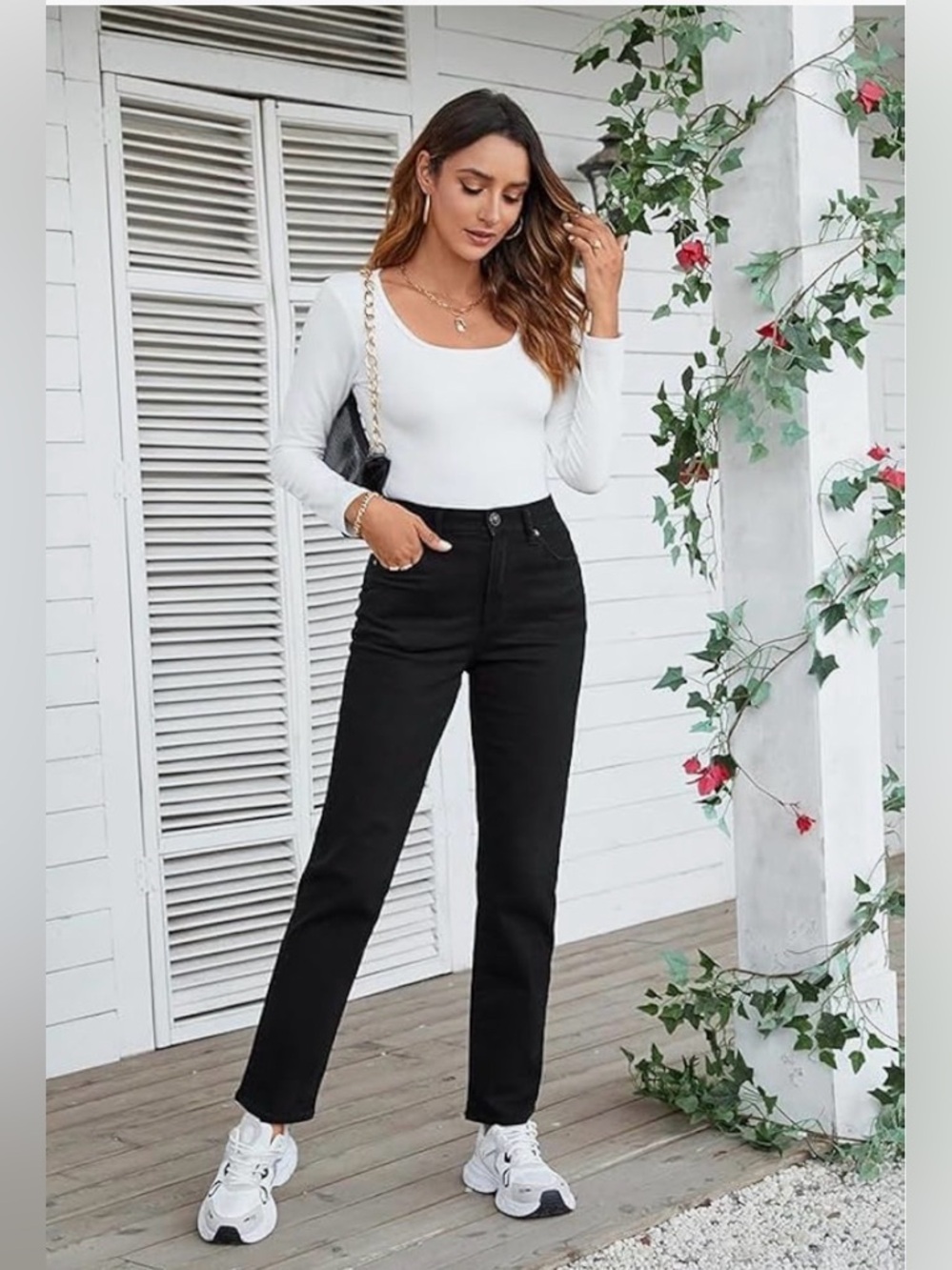 OFLUCK Straight Leg Mom Jeans for Women High Waisted Trendy Ankle Jeans